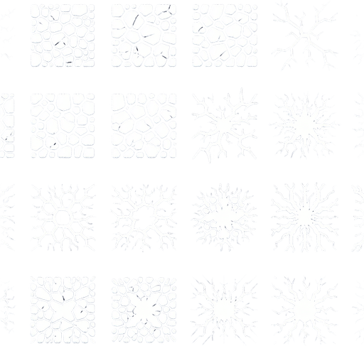 2d sprite sheet of white cracks. black background