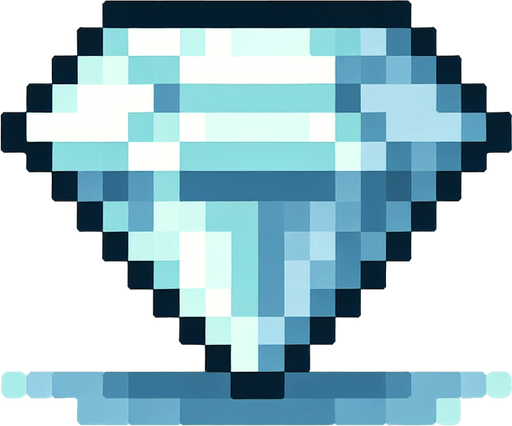 A diamond. Pixel art..
Single Game Texture.  In-Game asset.  2d.  Blank background.  High contrast.  No shadows