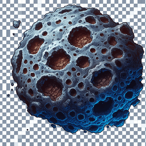 Asteroid.
Single Game Texture.  In-Game asset.  2d.  Blank background.  High contrast.  No shadows