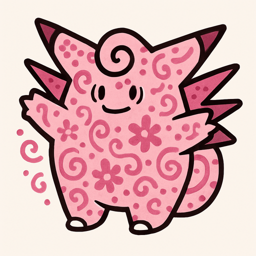 PATTERNED PINK
TOP POKEMON,.
In-Game asset.  2d.  High contrast.  No shadows