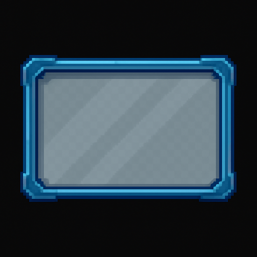 A rectangular, semi-transparent frame..
In-Game asset.  2d.  High contrast.  No shadows