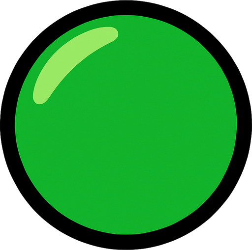 green ball.
In-Game asset.  2d.  High contrast.  No shadows