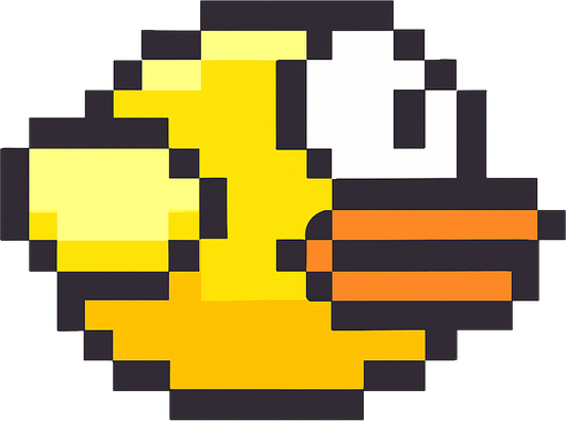 Flappy Bird Oyunundaki kuş.
In-Game asset.  2d.  High contrast.  No shadows
