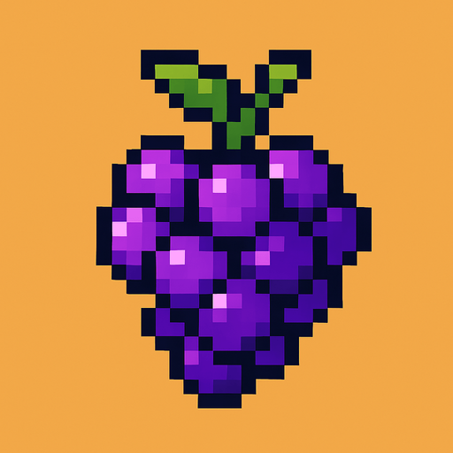make pixel art 2d purple grapes.
In-Game asset.  2d.  High contrast.  No shadows