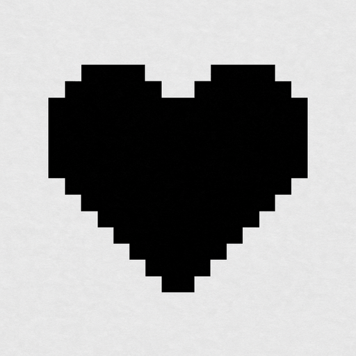 Basit pixel artla yapılmış siyah bir kalp.
In-Game asset.  2d.  High contrast.  No shadows
