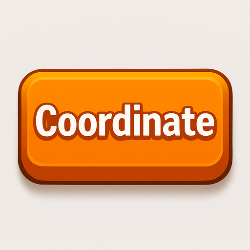 Button "Coordinate". orange color
In-Game asset.  High contrast.  No shadows. 3D