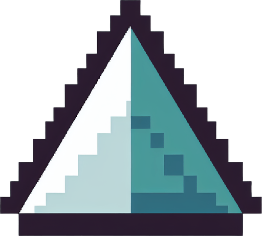 8-bit pixelated triangle pick.
Single Game Texture. In-Game asset. 2d. Blank background. High contrast. No shadows.