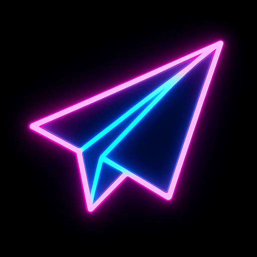Neon paper airplane.
In-Game asset.  2d.  High contrast.  No shadows