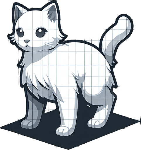 cat.
Single Game Texture. In-Game asset. 2d. Blank background. High contrast. No shadows.
