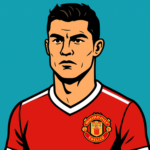 Has a una persona igual a Cristiano Ronaldo.
In-Game asset.  2d.  High contrast.  No shadows