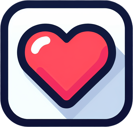 Heart_icon.
Single Game Texture.  In-Game asset.  2d.  Blank background.  High contrast.  No shadows