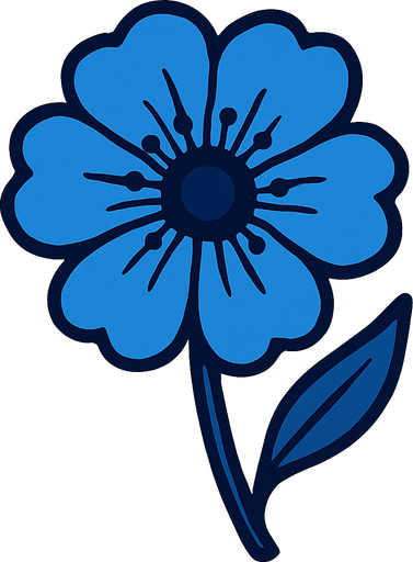 Blue flower with stem.
In-Game asset.  2d.  High contrast.  No shadows