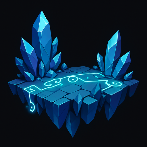 Design a single floating 2D game platform made of levitating crystal shards, connected by glowing magical runes or light energy. No ice or snow. The platform should feel arcane and unique. No background..
In-Game asset.  2d.  High contrast.  No shadows