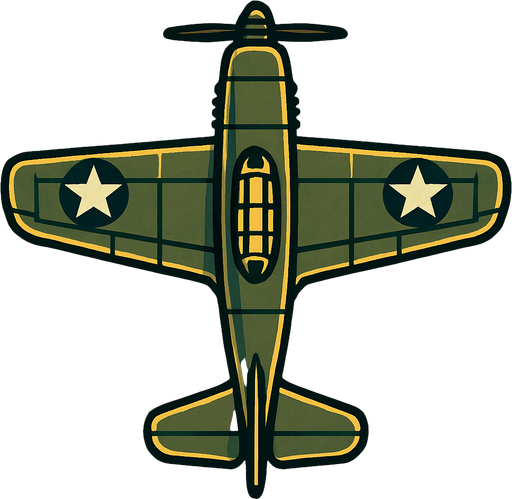 top down classic war plane.
In-Game asset.  2d.  High contrast.  No shadows