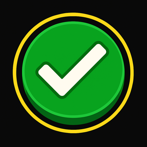 Green button with a tick on it