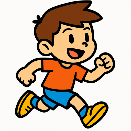 Boy running.
In-Game asset.  2d.  High contrast.  No shadows