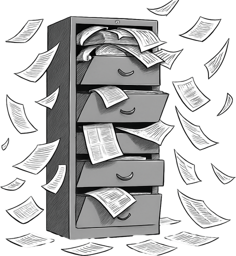 grow the image and have papers fall from the folders