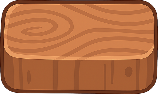 Wood block. No background. Transparent background. Blank background. No shadows. 2d. In-Game asset. flat