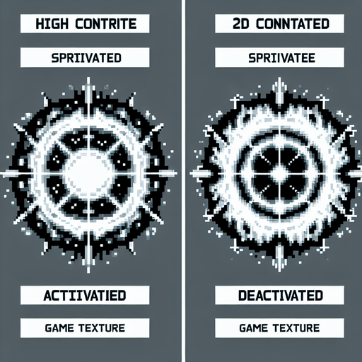 a spritesheet of 2 sprites of a portal, one on and one off.
Single Game Texture. In-Game asset. 2d. Blank background. High contrast. No shadows.