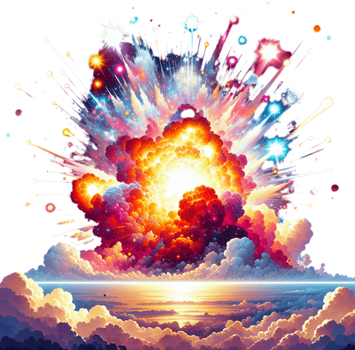 giant space explosion.
Single Game Texture. In-Game asset. 2d. Blank background. High contrast. No shadows. Pixelated.