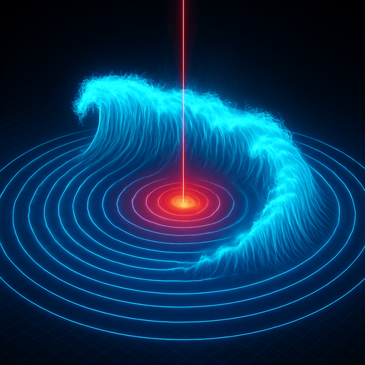 Growing expanding equal height neon hologram tsunami effect