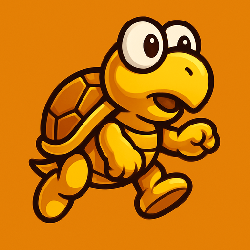 A golden turtle with googly eyes in the jumping position.
In-Game asset.  2d.  High contrast.  No shadows