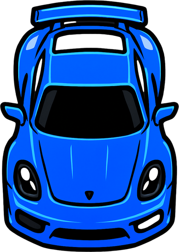 Blue sports car arcade top view.
In-Game asset.  2d.  High contrast.  No shadows