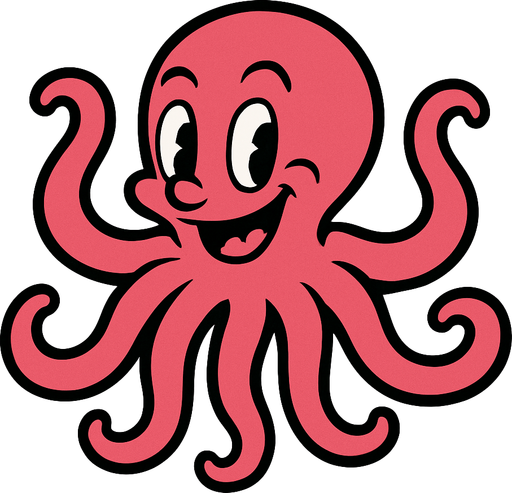 Rubber Hose Style octopus.
In-Game asset.  2d.  High contrast.  No shadows