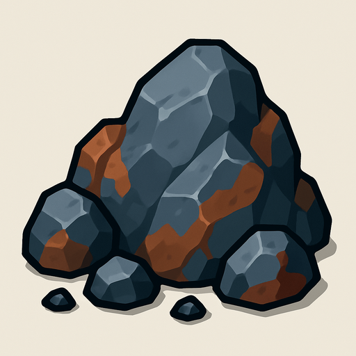 Iron cevheri - yazısız.
In-Game asset.  2d.  High contrast.  No shadows