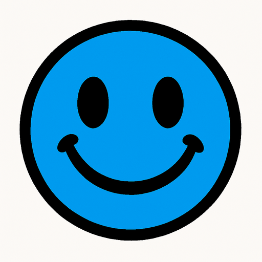 blue circle with smile.
In-Game asset.  2d.  High contrast.  No shadows