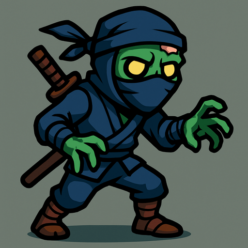 Ninja zombie.
In-Game asset.  2d.  High contrast.  No shadows