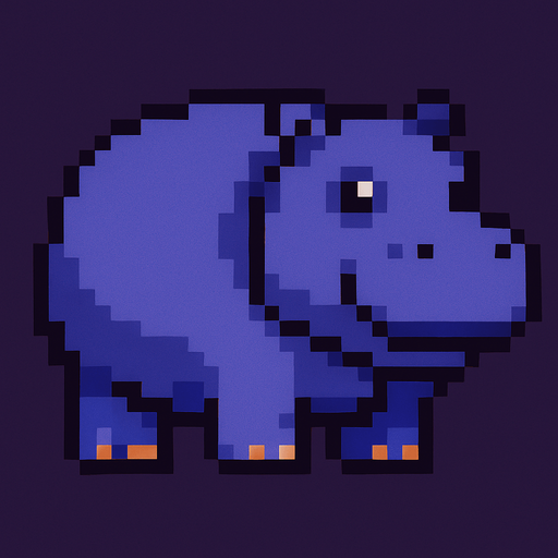 Hippo pixel.
In-Game asset.  2d.  High contrast.  No shadows