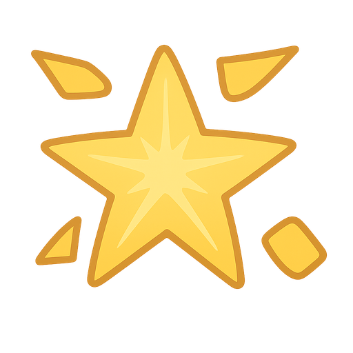 yellow shining star. No background. Transparent background. Blank background. No shadows. 2d. In-Game asset. flat