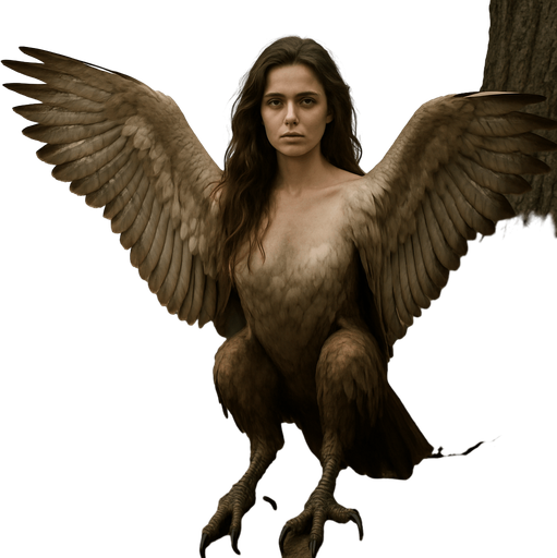 a woman who has wings instead of arms and talons instead of legs.
realistic