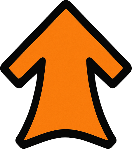 Up arrow.
In-Game asset.  2d.  High contrast.  No shadows