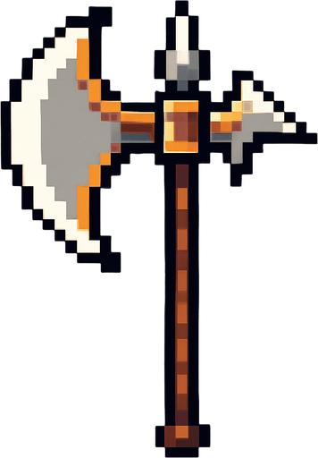 Alabarda pixel.
In-Game asset.  2d.  High contrast.  No shadows