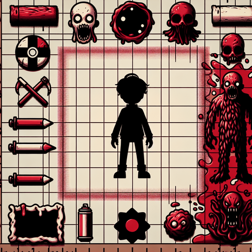 maak een horror player karakter van boven af
Single Game Texture. In-Game asset. 2d. Blank background. High contrast. No shadows.