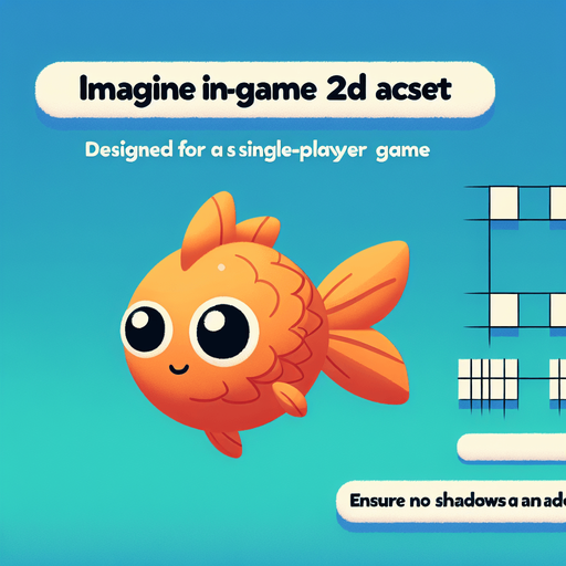 Floppy Fish the fish.
Single Game Texture.  In-Game asset.  2d.  Blank background.  High contrast.  No shadows. Floppy Fish