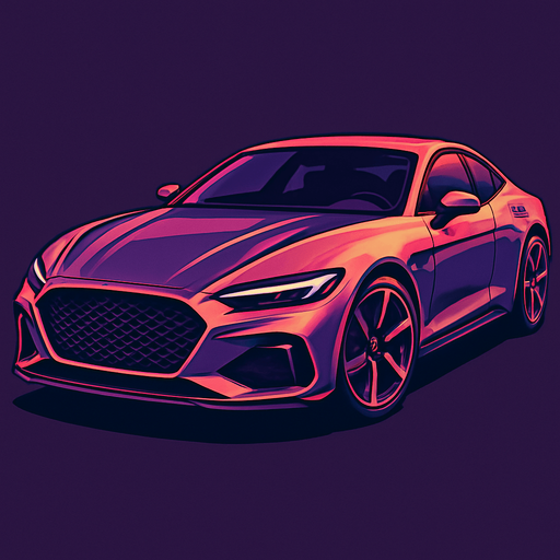 Car image but its head should be on right side not left. Make a fancy car.
In-Game asset.  2d.  High contrast.  No shadows