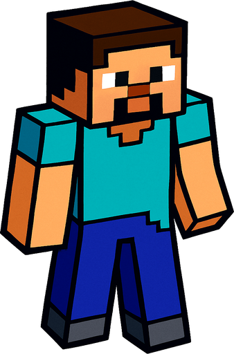 minecraft steve.
In-Game asset.  2d.  High contrast.  No shadows