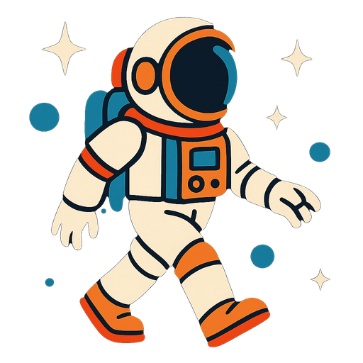 uzayda yürüyen astronot.
In-Game asset.  2d.  High contrast.  No shadows