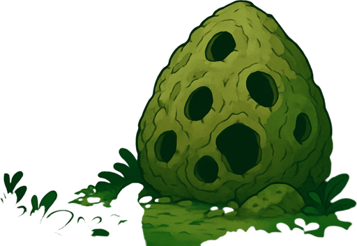 gerçekçi bir orman ambiyansı tam ortasında büyük bir böcek yuvası olan ve yeşil tonlarında.
In-Game asset.  2d.  High contrast.  No shadows