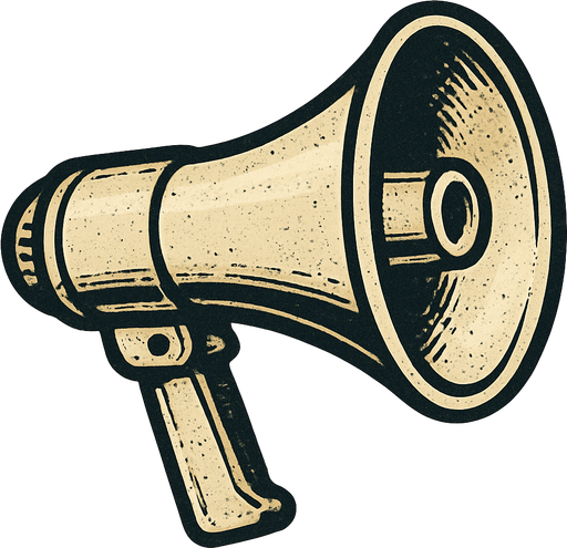 Beyaz bir megafon görseli oluştur . Retro temada olsun !.
In-Game asset.  2d.  High contrast.  No shadows