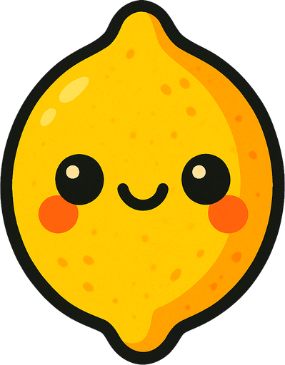 Lemon with cute face.
In-Game asset.  2d.  High contrast.  No shadows
