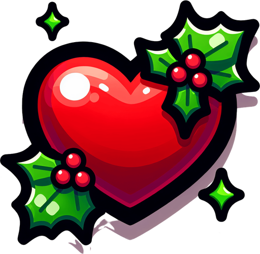 Cartoon Christmas heart
Single Game Texture. In-Game asset. 2d. Blank background. High contrast. No shadows.