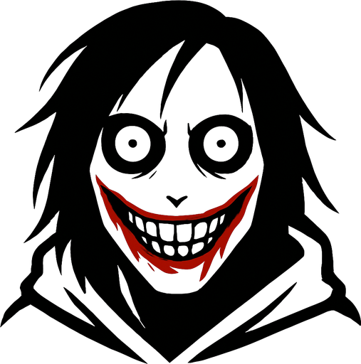 jeff the killer scary  head.
In-Game asset.  2d.  High contrast.  No shadows