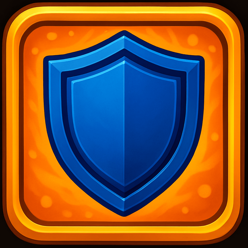 синий щит на ярко оранжевом фоне