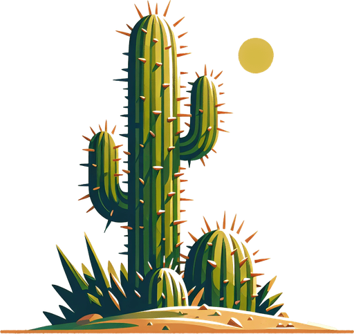 Create some cactus.
Single Game Texture.  In-Game asset.  2d.  Blank background.  High contrast.  No shadows