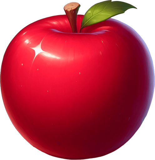 Red apple.
Single Game Texture.  In-Game asset.  2d.  Blank background.  High contrast.  No shadows
