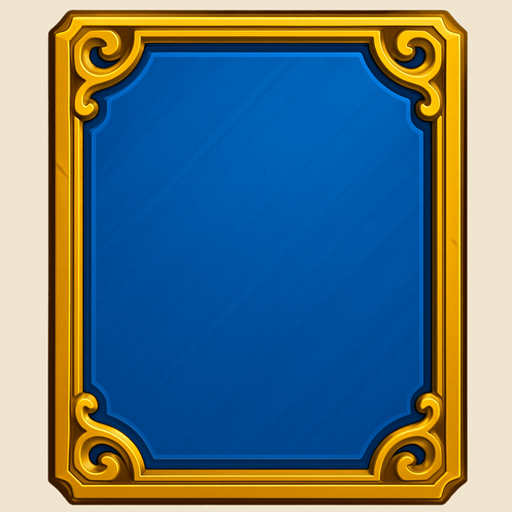Golden framed blue panel.
In-Game asset.  2d.  High contrast.  No shadows